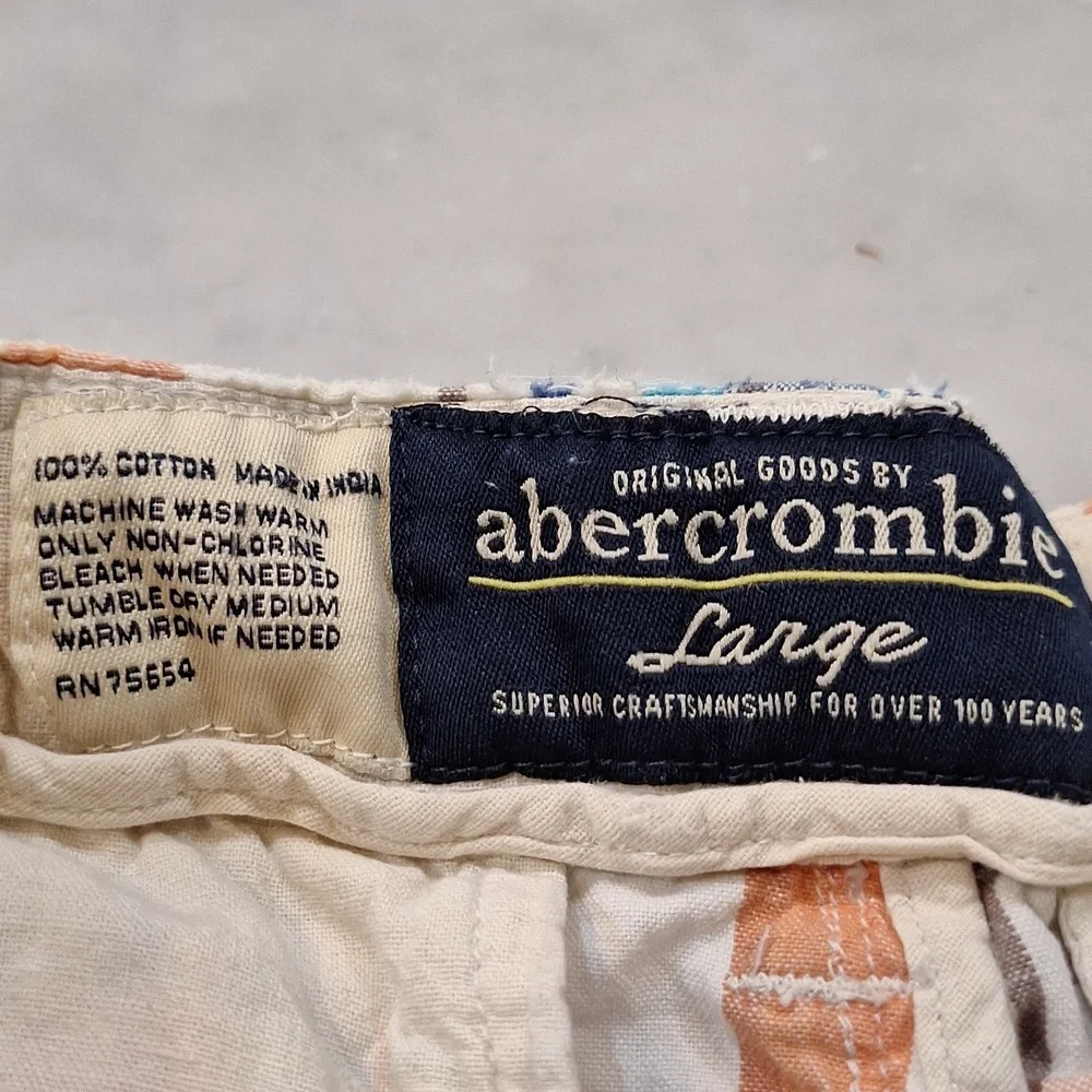 Vintage 90s Y2k Abercrombie & Fitch Frat Boy AS IS Plaid Orange Blue Shorts SzLg